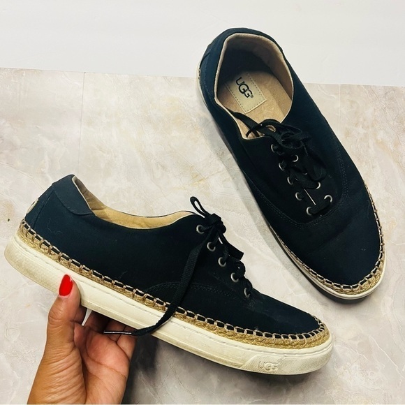 UGG Evan espadrilles canvas sneakers shoes BLACK size 12 - Picture 1 of 4